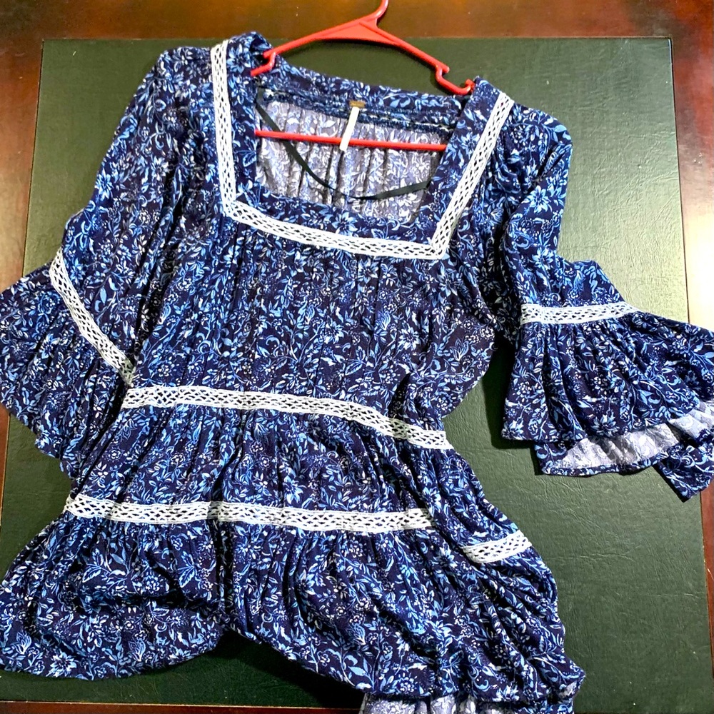 Free People Talk About It Tunic - Blue XS